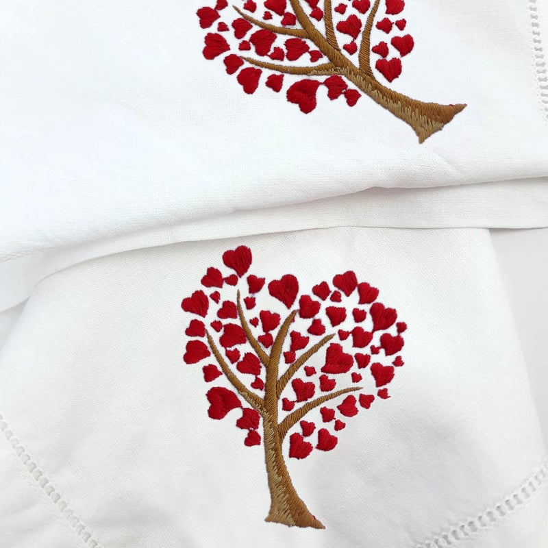 HCRAFT Embroidered Cotton Table Napkin Cloth Napkins Set of 4 18x18 Heart Tree Napkin Square Fabric Dining Room Napkins Cloth Machine Washable Cotton Cloth Napkins Great Present Ideas - Image 4