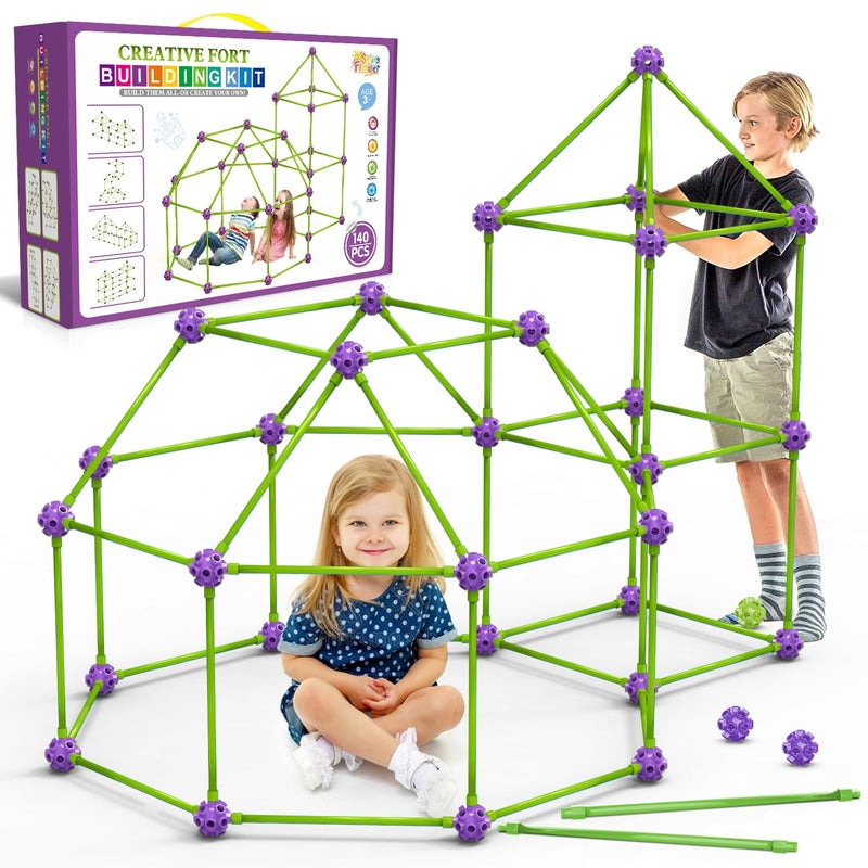 spring flower Fort Building Kit for KidsSTEM Construction Toys Educational Gift for 3 4 5 6 7 8 9 10 11 12 Years Old Boys and GirlsUltimate Creative Set for Indoor  Outdoors Activity140 PcsPurple - Image 3