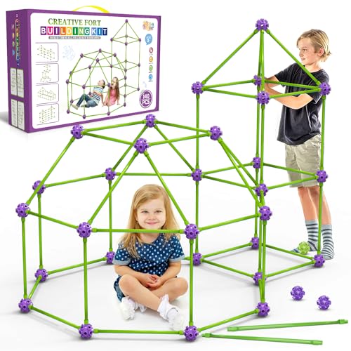 spring flower Fort Building Kit for KidsSTEM Construction Toys Educational Gift for 3 4 5 6 7 8 9 10 11 12 Years Old Boys and GirlsUltimate Creative Set for Indoor  Outdoors Activity140 PcsPurple - Image 1