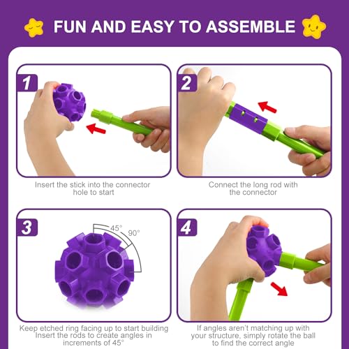 spring flower Fort Building Kit for KidsSTEM Construction Toys Educational Gift for 3 4 5 6 7 8 9 10 11 12 Years Old Boys and GirlsUltimate Creative Set for Indoor  Outdoors Activity140 PcsPurple - Image 5