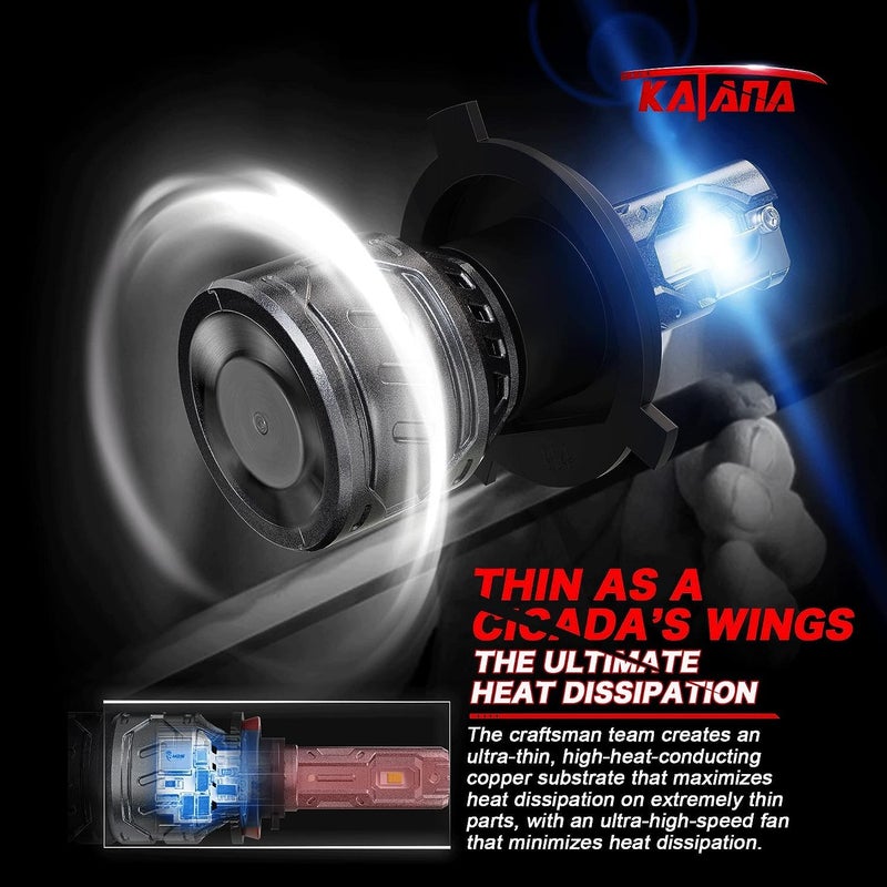Katana H4 Bulbs, 9003 Light Bulb 400% Brightness 6500K Xenon White Extremely Super Bright Plug and Play Mini Size Fog Light,Pack of 2 - Image 5