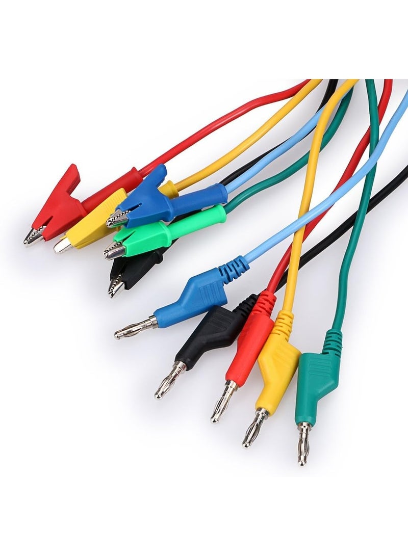 5-Piece 4mm Banana Plug to Alligator Clip Multimeter Test Leads, 100cm Silicone Cable - Image 5