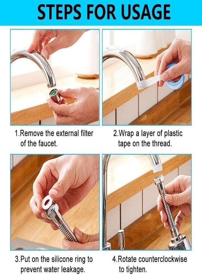 Voxmix Sink Kitchen Tap Extension Nozzle 2 Modes Water Tap 360 Rotatable Head Replacement, Faucet Nozzle Head with Hose and Universal Connector, 6.5 X 10 X 1 Inch, Silver - Image 5