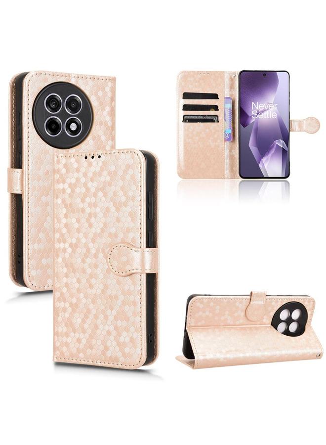 Zaboon For OnePlus Ace 5 / Ace 5 Pro Honeycomb Dot Texture Leather Phone Case(Gold) 