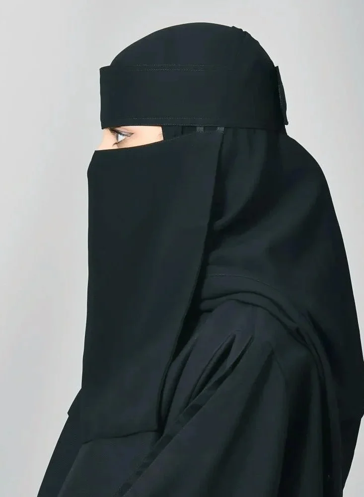 عبايات لمحة نقاب مطاطين طويل مع شريط لاصق