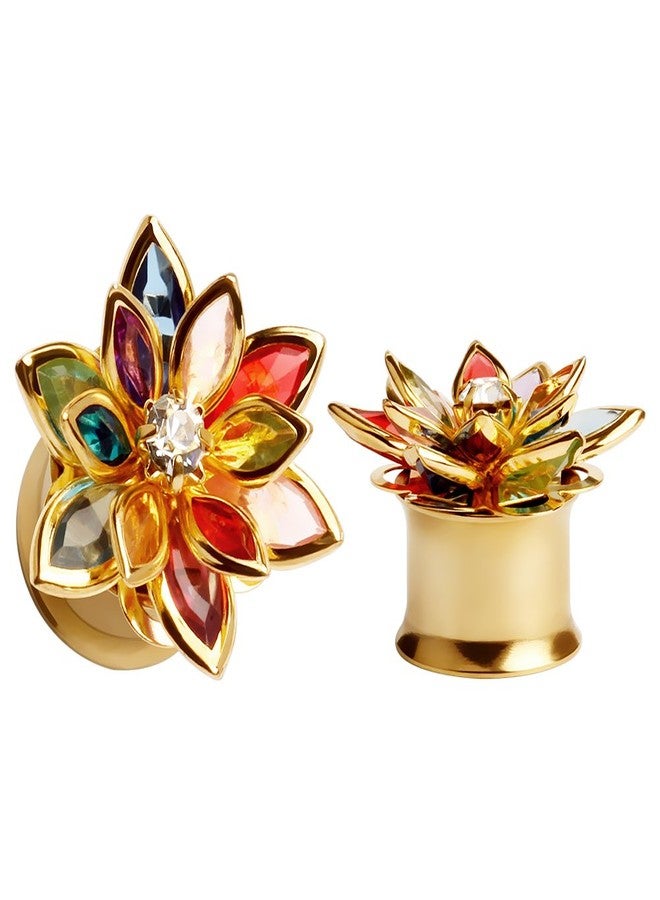 KUBOOZ Fashion Colorful Dream Flower Elegant Ear Plugs Tunnels Gauges Stretcher Piercings Jewelry - Image 1
