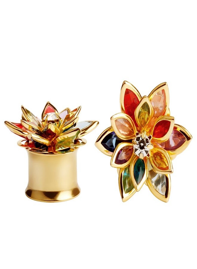 KUBOOZ Fashion Colorful Dream Flower Elegant Ear Plugs Tunnels Gauges Stretcher Piercings Jewelry - Image 4
