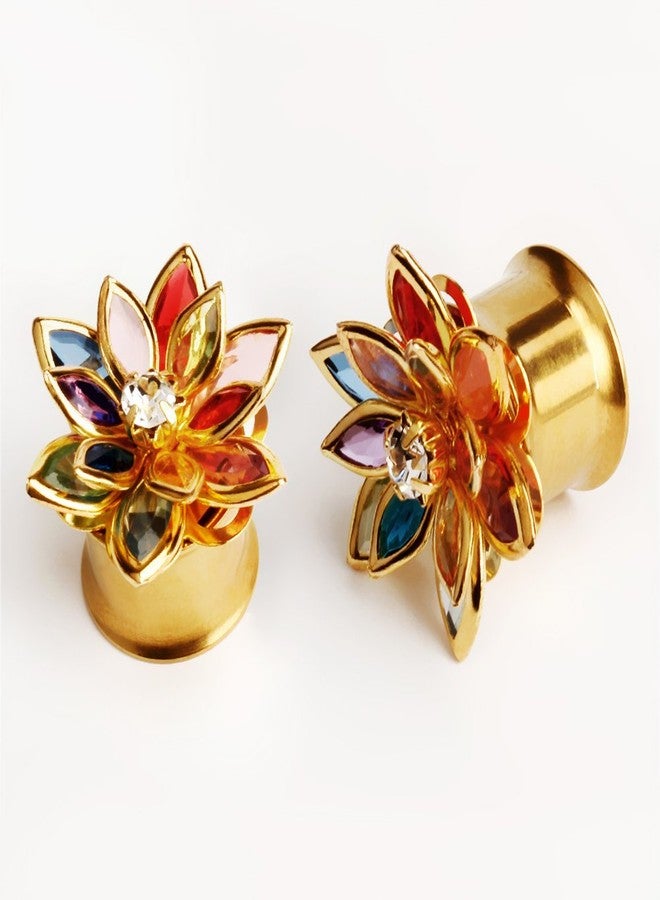 KUBOOZ Fashion Colorful Dream Flower Elegant Ear Plugs Tunnels Gauges Stretcher Piercings Jewelry - Image 3