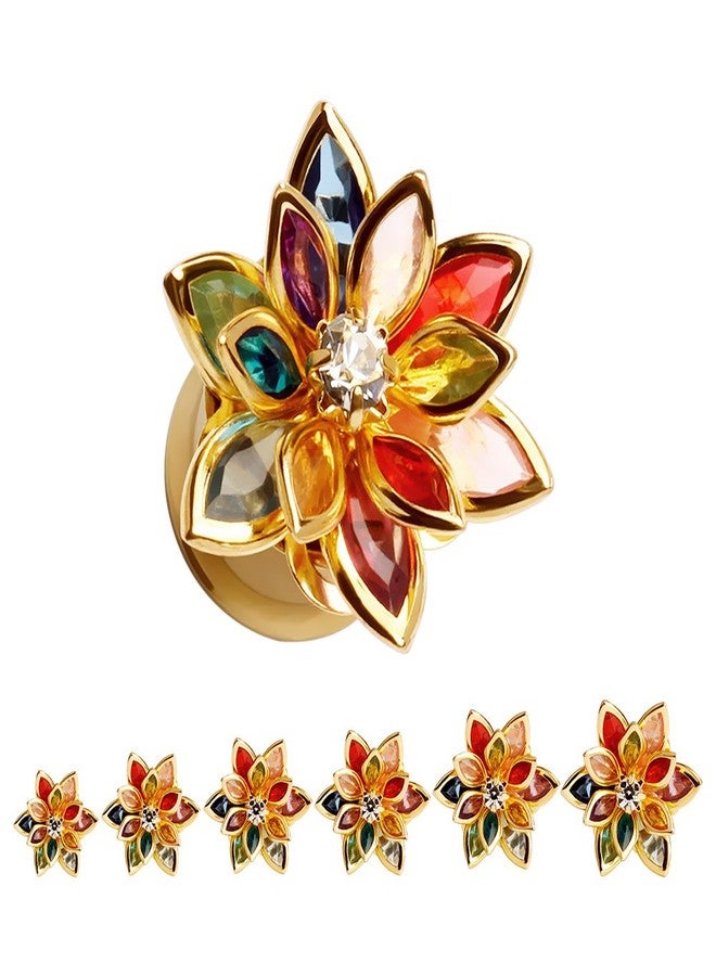 KUBOOZ Fashion Colorful Dream Flower Elegant Ear Plugs Tunnels Gauges Stretcher Piercings Jewelry - Image 2