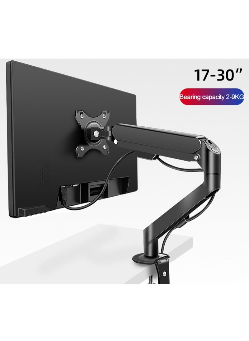 HILLPORT - Single Monitor Arm Stand, Air Gas Spring Monitor Mount, Full Motion Swivel Monitor Desk Mount with Clamp and Grommet Base for 17 to 30 inch LED LCD Computer Monitors - Image 1