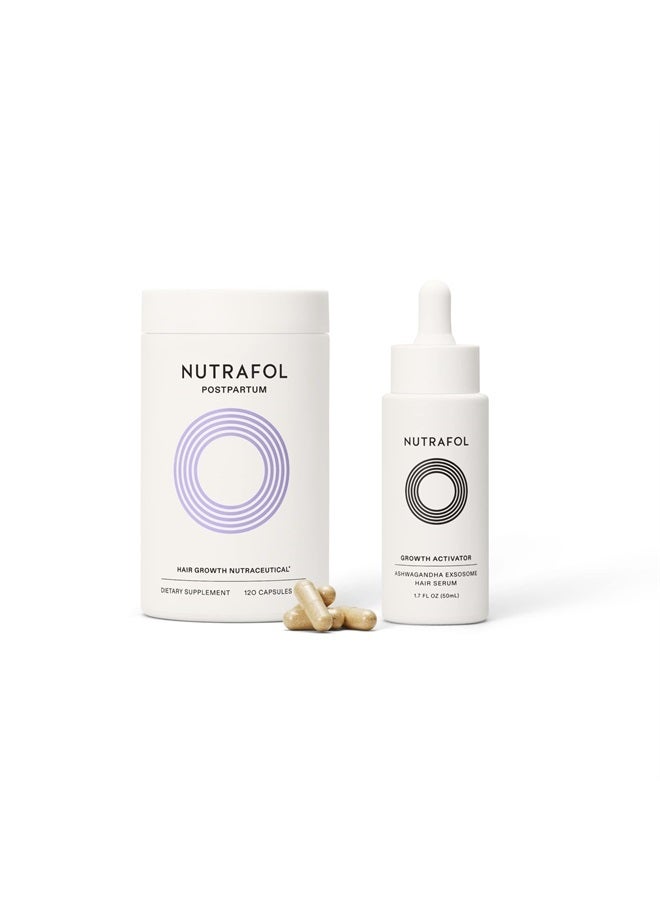 NUTRAFOL Postpartum Hair Growth Supplements and Hair Serum, Clinically Tested for Visibly Thicker and Stronger Hair - 1 Month Supply, 1.7 Fl Oz Bottle - Image 1