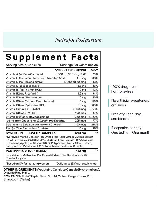 NUTRAFOL Postpartum Hair Growth Supplements and Hair Serum, Clinically Tested for Visibly Thicker and Stronger Hair - 1 Month Supply, 1.7 Fl Oz Bottle - Image 4