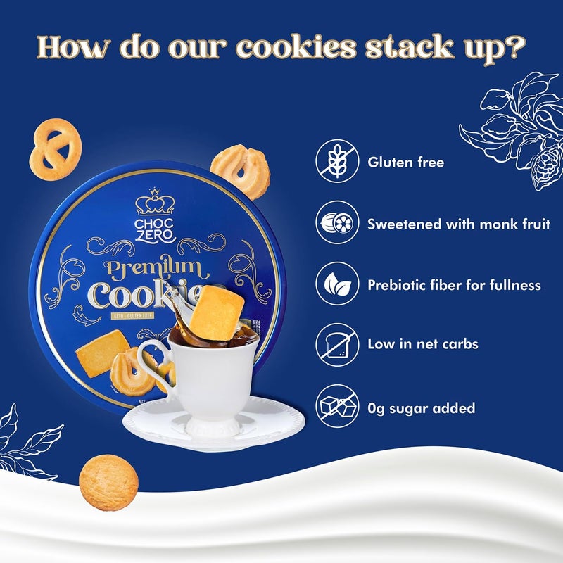 CHOCZERO كوكيز زبدة كيتو من تشوك زيرو - خالية من السكر - هدية بسكويت دانماركي قصير - خالية من الجلوتين، منخفضة الكربوهيدرات (12 أونصة) - Image 5
