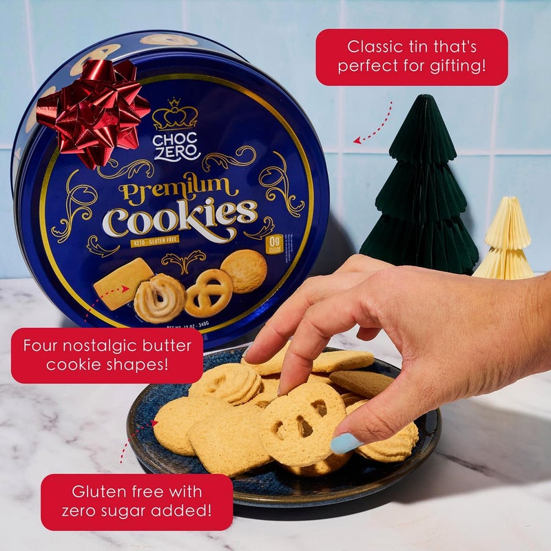 CHOCZERO كوكيز زبدة كيتو من تشوك زيرو - خالية من السكر - هدية بسكويت دانماركي قصير - خالية من الجلوتين، منخفضة الكربوهيدرات (12 أونصة) - Image 4