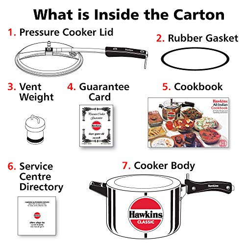 Hawkins Classic Aluminium Inner Lid Pressure Cooker, 5 Litre, Silver (Cl50), 5 Liter - Image 5