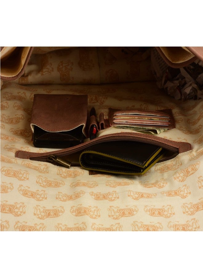 MANDAVA Combo Set of Leather Unisex Messenger Bag with Handbag Leather Wallet for Women - Image 4