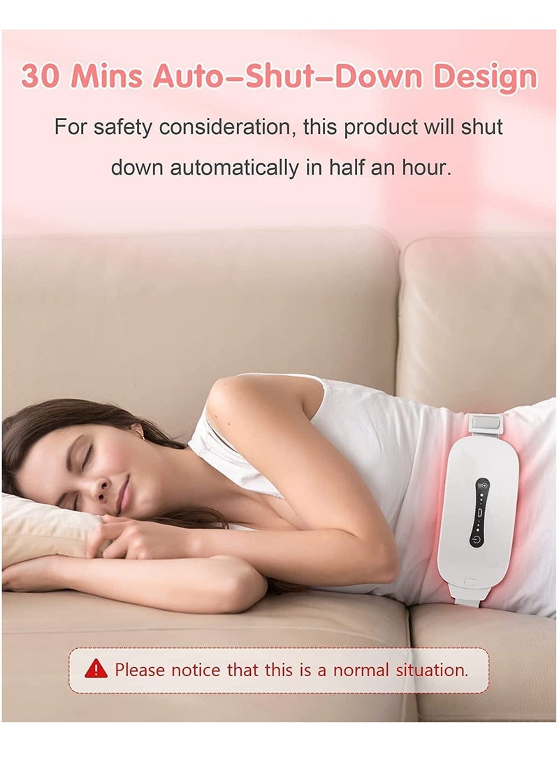 Y&D Pain Relief Heating Pad Period Belt Menstrual Cramp Massager with 3 Heat Levels Massages Modes Rechargeable Electric Fast Warming Belly Gifts for Women Ladies Girls White  - Image 2
