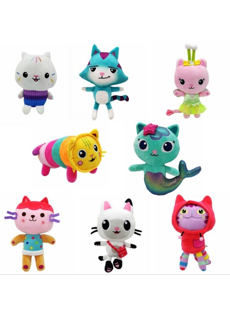 8 قطع غابي دمية ألعاب من القطيفة Kawaii ميركات لطيف محشوة الحيوانات حورية البحر القط بيت الدمية Plushie الدمى - Image 1