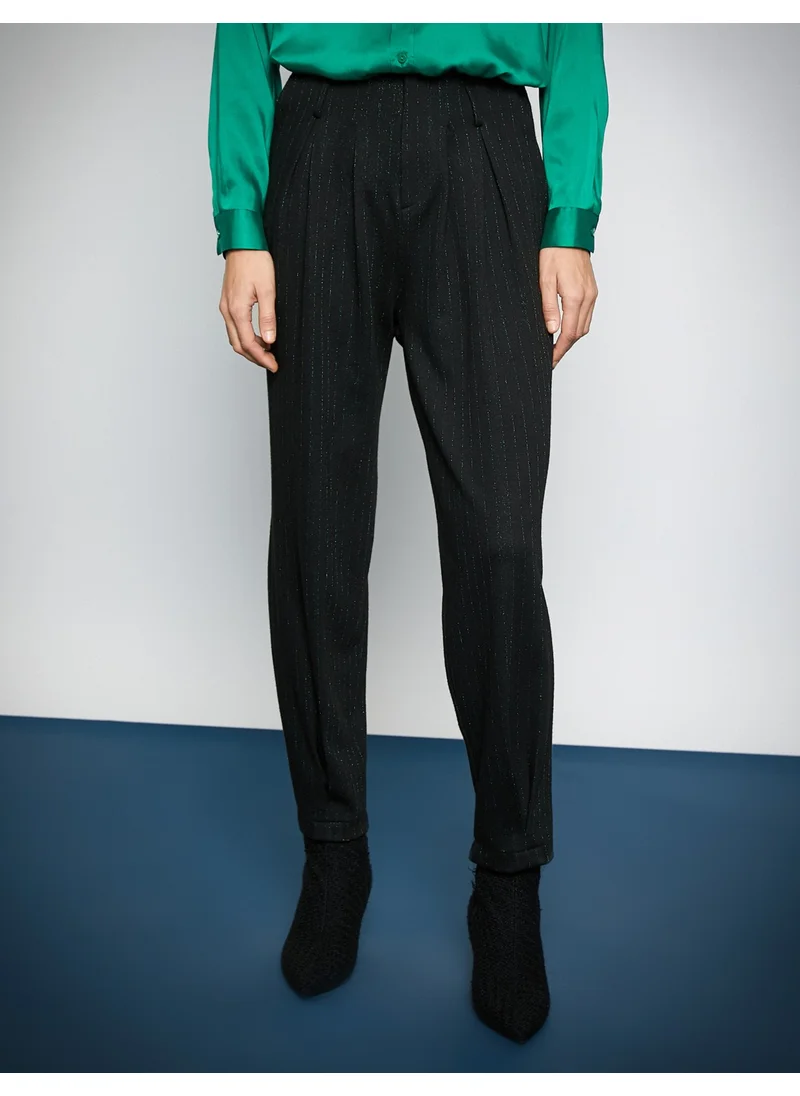 كوتون Melis Ağazat X - Glittery Pleated Carrot Trousers