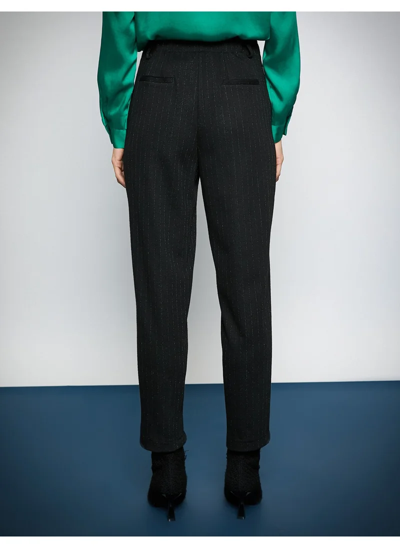 كوتون Melis Ağazat X - Glittery Pleated Carrot Trousers