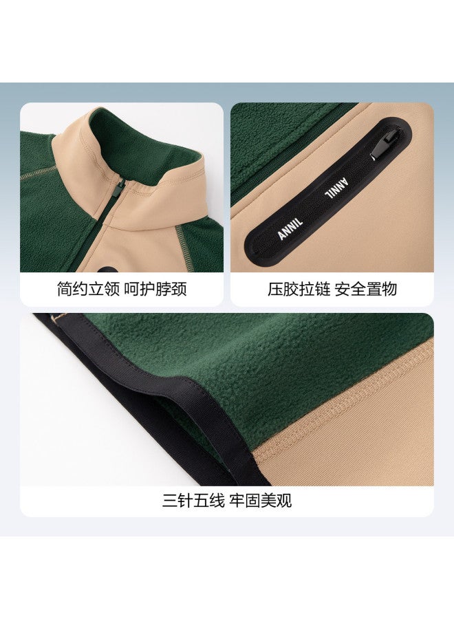 Annil Boys & Girls Knitted Jacket - Spring/autumn Color-blocked Double-faced Fleece Warm Coat - Image 5