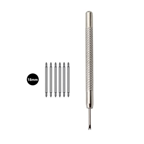 LYECUN Watch Band Pins Replacement Kit, 6 Pcs Heavy Duty 304 Stainless Steel Watch Spring Bar with Spring Bar Removal Tool (18mm) - Image 1
