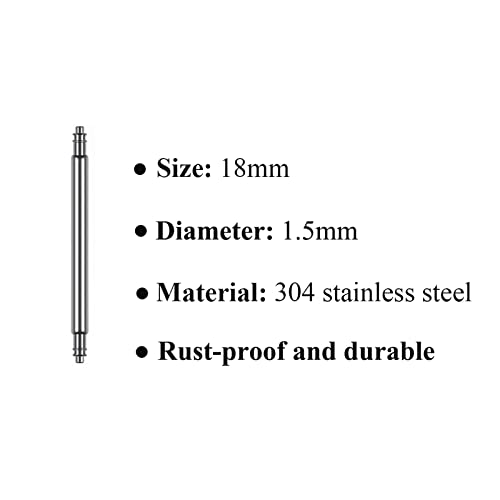LYECUN Watch Band Pins Replacement Kit, 6 Pcs Heavy Duty 304 Stainless Steel Watch Spring Bar with Spring Bar Removal Tool (18mm) - Image 2