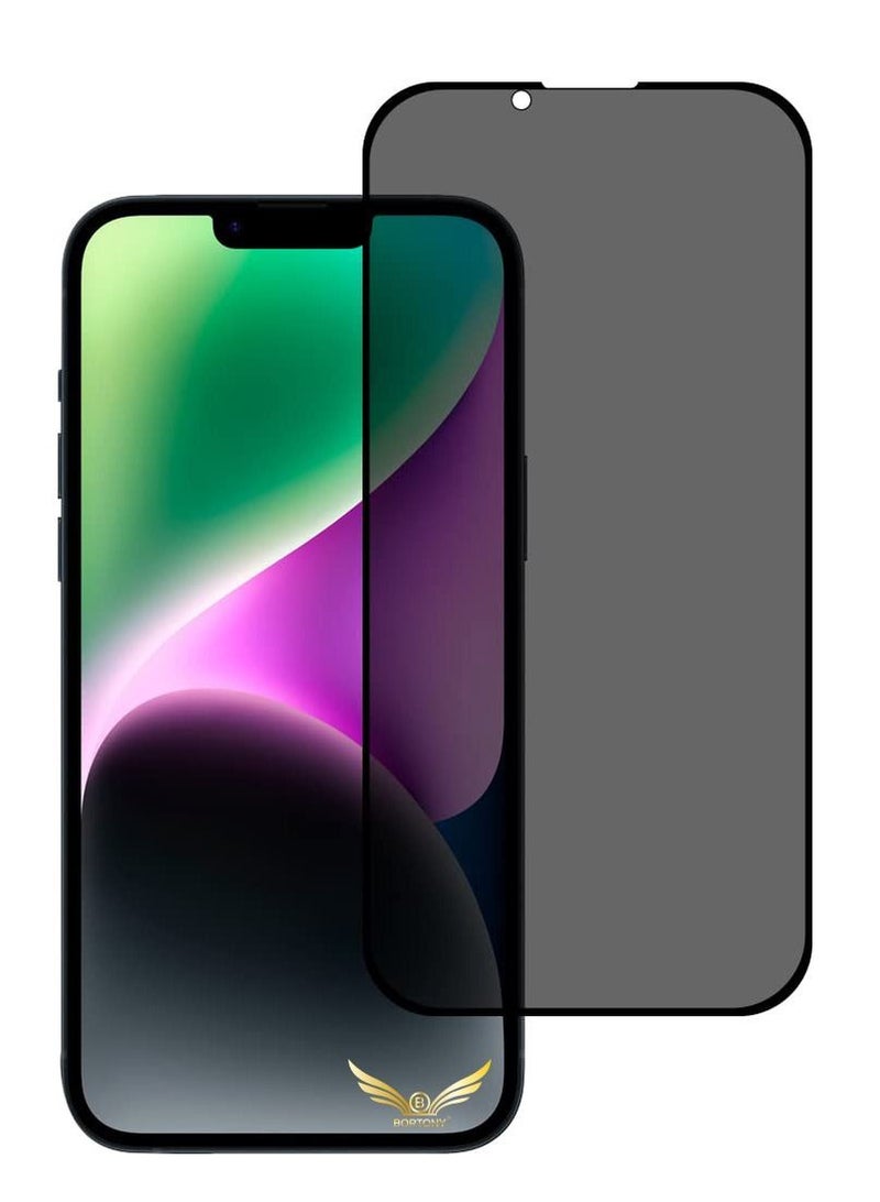 BORTONY iPhone 14/13/13 Pro Privacy Screen Protector 9H Anti Spy Dark Film Guard Case Friendly Bubble Free Tempered Glass for Apple iPhone 14/13/13 Pro 6.1 Inch 2022 - Image 1