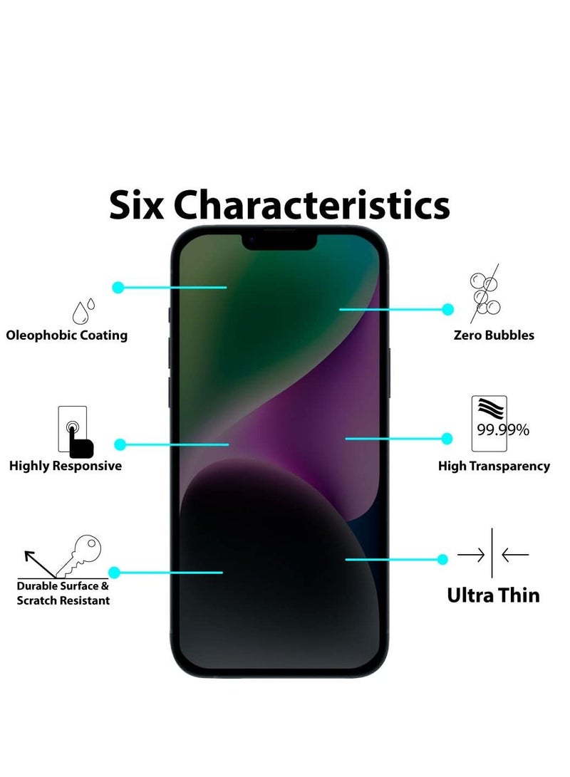 BORTONY iPhone 14/13/13 Pro Privacy Screen Protector 9H Anti Spy Dark Film Guard Case Friendly Bubble Free Tempered Glass for Apple iPhone 14/13/13 Pro 6.1 Inch 2022 - Image 2