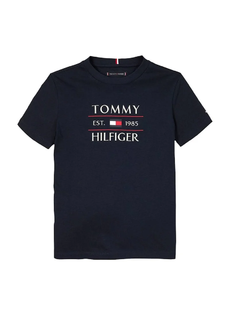 TOMMY HILFIGER Boys' Logo Crew Neck T-Shirt - Cotton, Blue