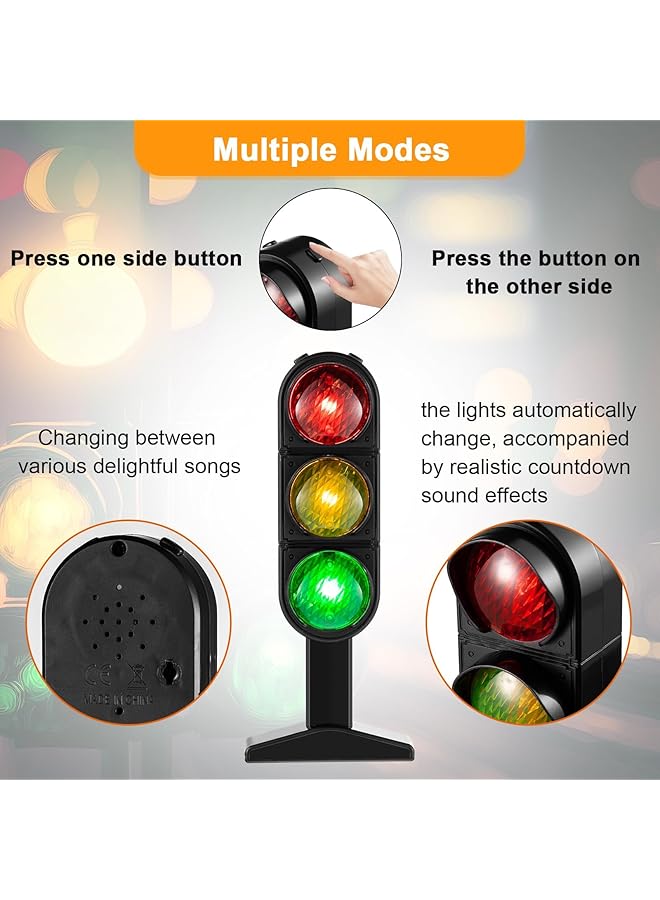KASTWAVE Traffic Light Signs Toy 2 Pcs Traffic Light Lamp With Base Simulation Road Light Safety Traffic Lamp Crosswalk Signal Model Education Toy For Pretend Play Bedroom Classroom Decor Birthday Gift - Image 2