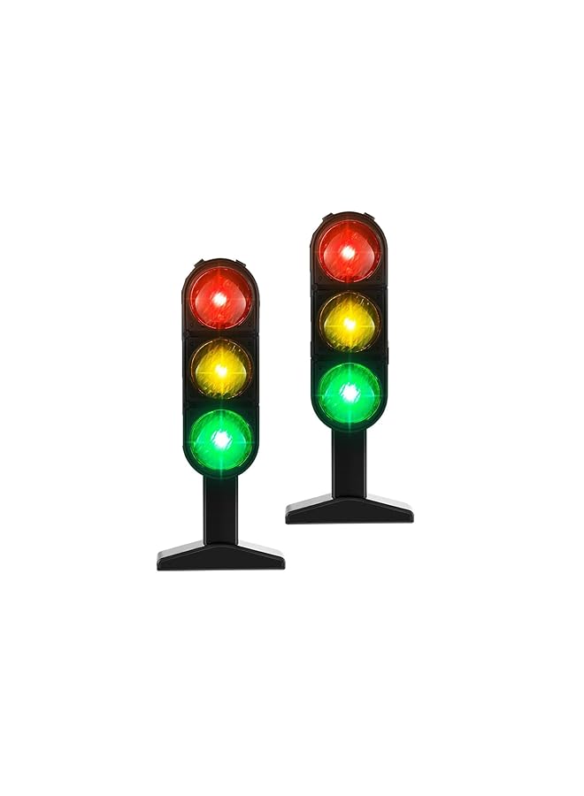 KASTWAVE Traffic Light Signs Toy 2 Pcs Traffic Light Lamp With Base Simulation Road Light Safety Traffic Lamp Crosswalk Signal Model Education Toy For Pretend Play Bedroom Classroom Decor Birthday Gift - Image 1