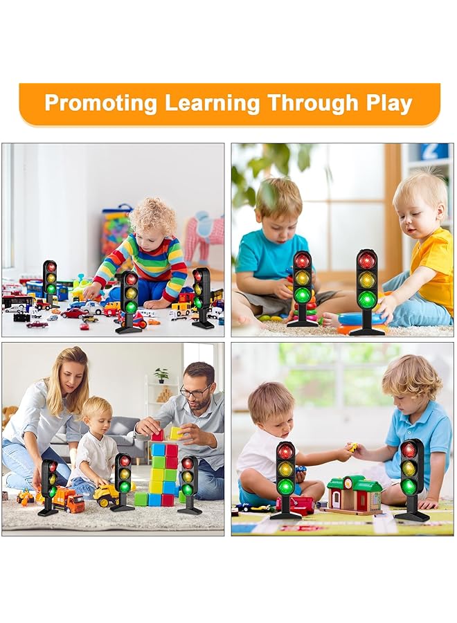 KASTWAVE Traffic Light Signs Toy 2 Pcs Traffic Light Lamp With Base Simulation Road Light Safety Traffic Lamp Crosswalk Signal Model Education Toy For Pretend Play Bedroom Classroom Decor Birthday Gift - Image 3