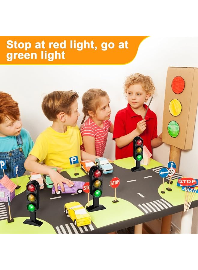 KASTWAVE Traffic Light Signs Toy 2 Pcs Traffic Light Lamp With Base Simulation Road Light Safety Traffic Lamp Crosswalk Signal Model Education Toy For Pretend Play Bedroom Classroom Decor Birthday Gift - Image 4