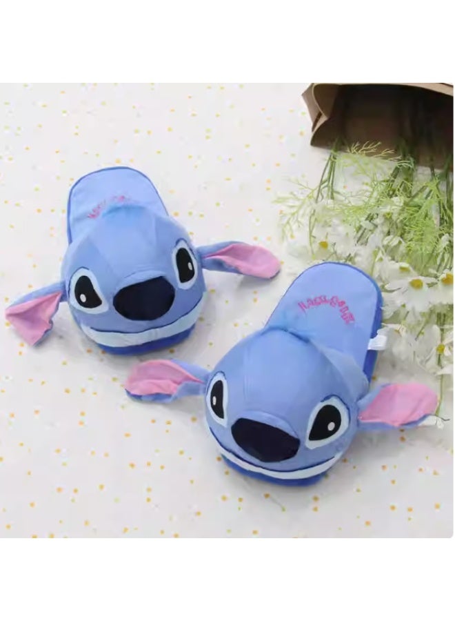 Disney Stitch Cartoon Character Plush Slippers, Non-slip Sole, Free Size - Image 2