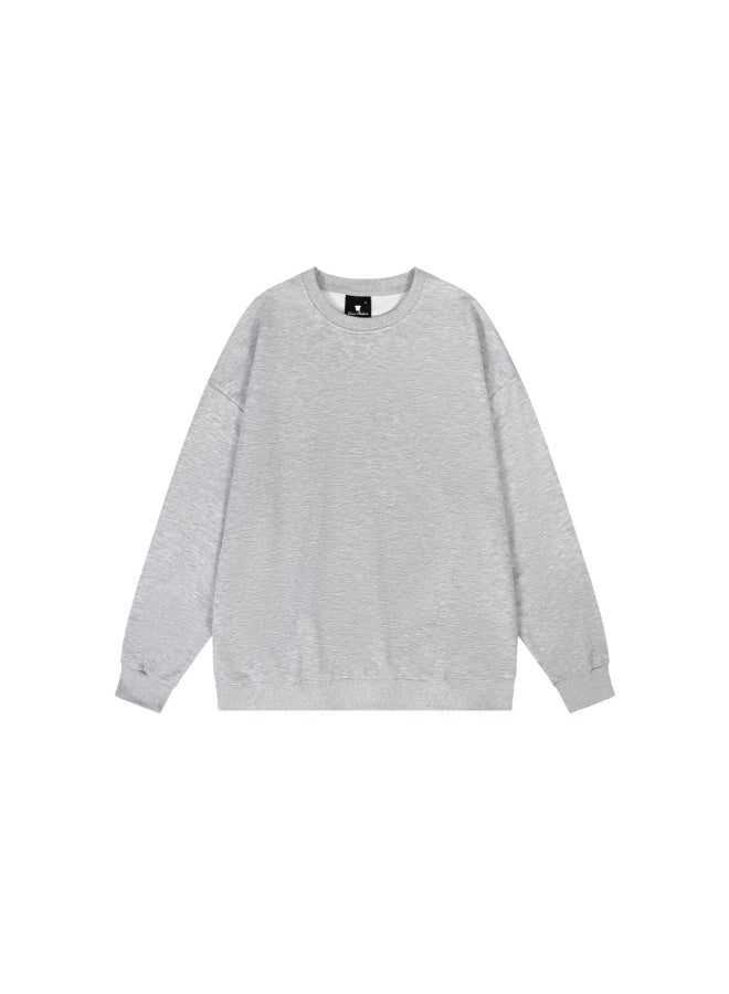 Loquat Solid color crew neck twill sweatshirt Heathered Gray - Image 1