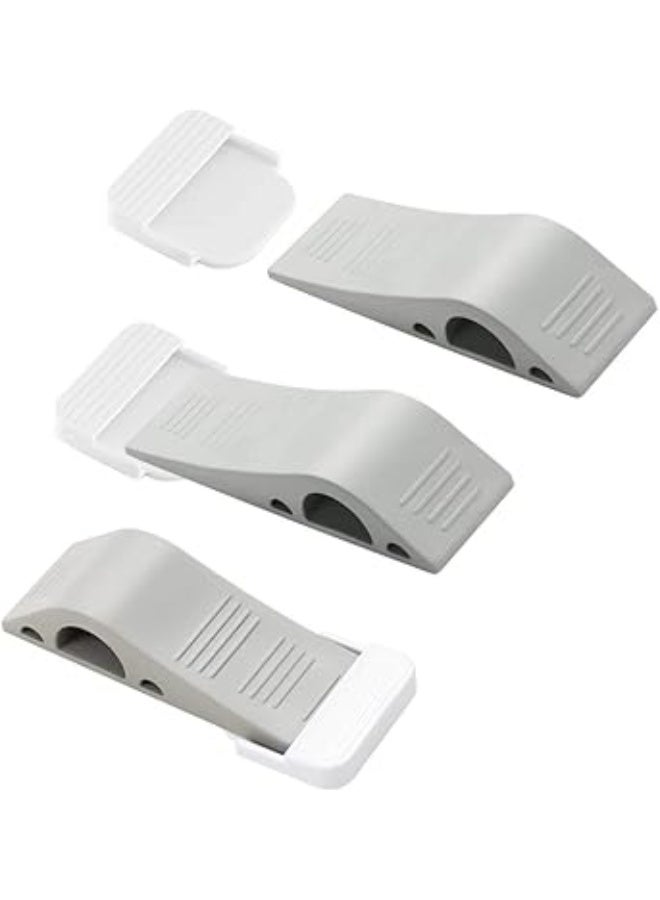 سدادات باب مطاطية مع حوامل قابلة للتكديس ومقاومة للانزلاق للبلاط والسجاد والأرضيات الخشبية والأسطح المعزولة وأسطح الأرضيات الأخرى، 3 قطع، أبيض ورمادي -سدادة باب مطاطية-سدادة باب للمنزل -سدادة باب غير قابلة للانزلاق - Image 2
