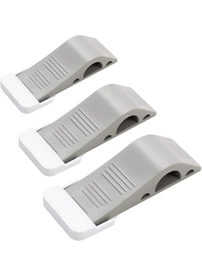 سدادات باب مطاطية مع حوامل قابلة للتكديس ومقاومة للانزلاق للبلاط والسجاد والأرضيات الخشبية والأسطح المعزولة وأسطح الأرضيات الأخرى، 3 قطع، أبيض ورمادي -سدادة باب مطاطية-سدادة باب للمنزل -سدادة باب غير قابلة للانزلاق - Image 1