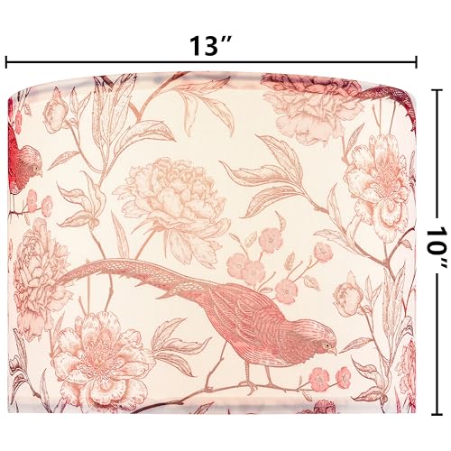 GO&SO Printing Flowers Birds Drum Lamp Shade Medium Table Lampshade 13 Top x 13 Bottom x 10 HighSpider Ideal for LivingroomBedroomFloor LampsModern Linen Shades Decor Assembly RequiredBy GOSO - Image 3