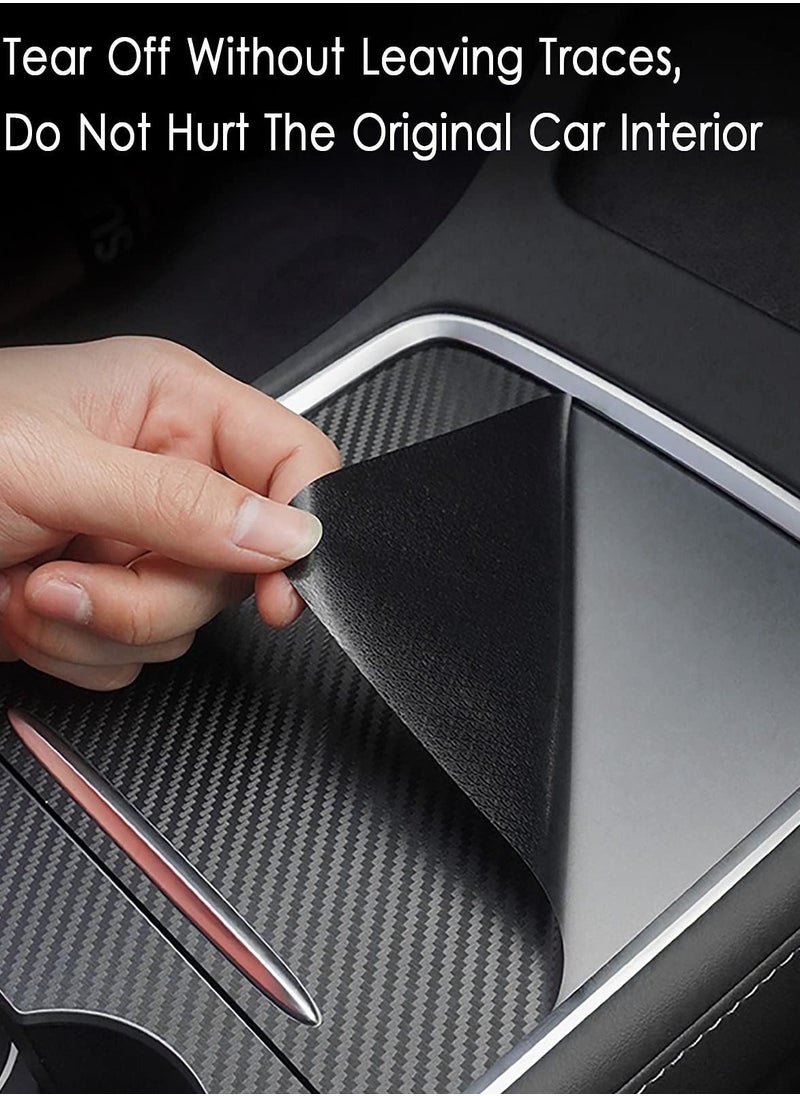 Y&D Center Console Wrap Kit for Tesla Model 3 / Y 2021 Matte Black Cover Interior Trim Accessories (Matte Carbon Fiber)  - Image 4