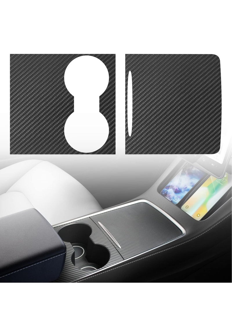 Y&D Center Console Wrap Kit for Tesla Model 3 / Y 2021 Matte Black Cover Interior Trim Accessories (Matte Carbon Fiber)  - Image 1