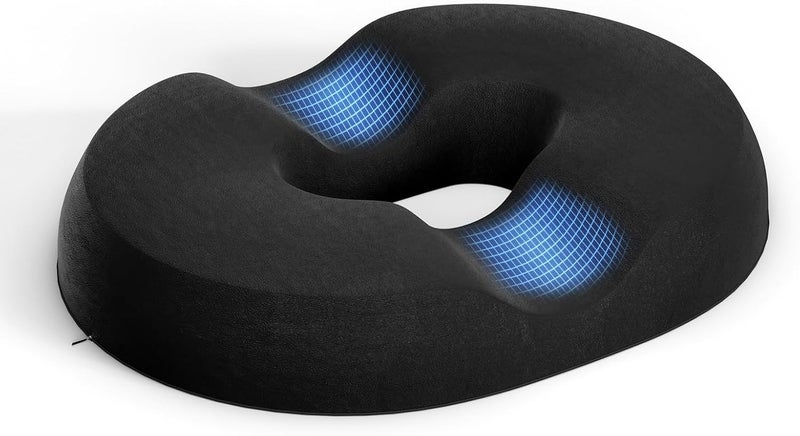 Donut Pillow Hemorrhoid Tailbone Cushion, Premium Memory Foam Seat Cushion, Orthopedic Pain Relief Pillow for Pregnancy, Coccyx, Bed Sores, Post Natal, Sciatica (Black) - Image 1