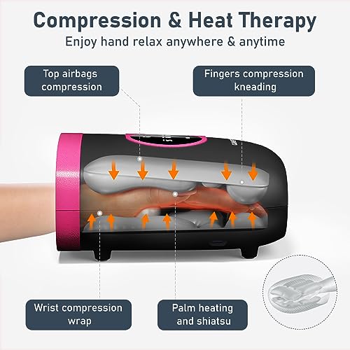 QUINEAR Hand Massager Cordless Hand Massager with Heat and Compression for Arthritis Carpal Tunnel and Stiff Joints Gifts for Women Men FSAHSAPink - Image 5