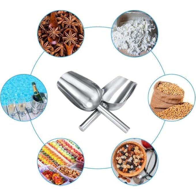 ريحني مجموعة مغرفة الثلج 3 قطع من الفولاذ المقاوم للصدأ من الفولاذ المقاوم للصدأ أداة مغرفة الطعام لحلوى مكعب ثلج طعام جاف دقيق فشار 8910 بوصة - Image 5