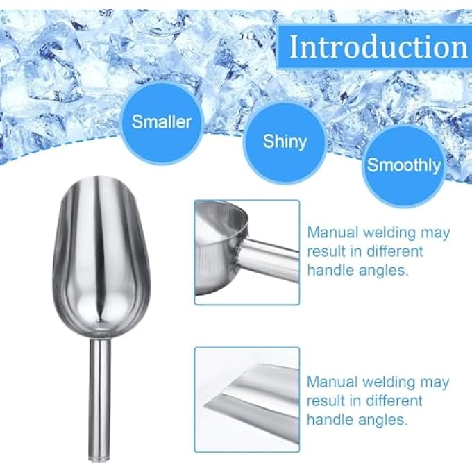 ريحني مجموعة مغرفة الثلج 3 قطع من الفولاذ المقاوم للصدأ من الفولاذ المقاوم للصدأ أداة مغرفة الطعام لحلوى مكعب ثلج طعام جاف دقيق فشار 8910 بوصة - Image 3