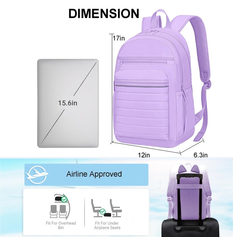 KEOFID Travel Backpack for Women, Womens Work Backpacks, Anti-theft Backpack Purse, Back pack for College Girls, Carry-On Travel Backpacks,Bookbag(Purple) - Image 3