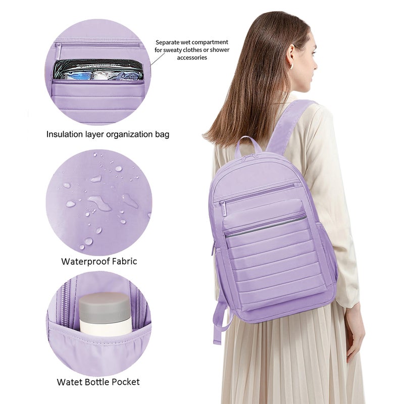 KEOFID Travel Backpack for Women, Womens Work Backpacks, Anti-theft Backpack Purse, Back pack for College Girls, Carry-On Travel Backpacks,Bookbag(Purple) - Image 2