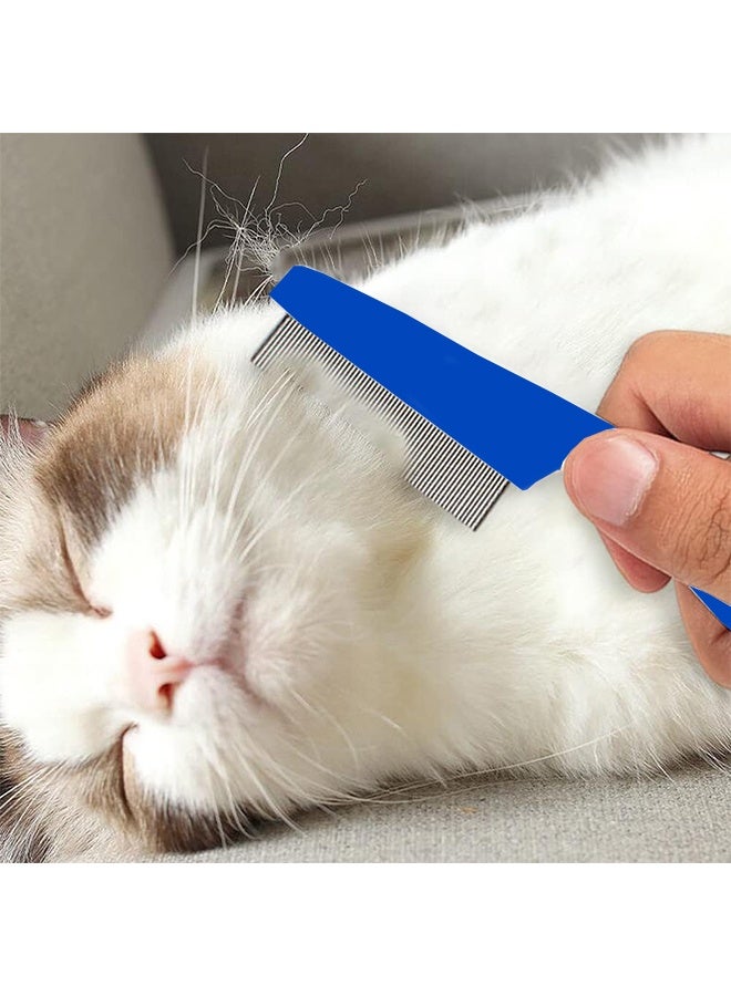 KANGLI 6-Pack Flea Tick Comb, Stainless Steel Round Teeth Dog and Cat Grooming Comb, Double-Sided Professional Pet Tear Stain Remover, Shedding Tool for Small, Medium and Large Pets - Image 2