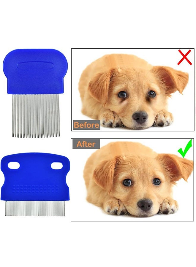 KANGLI 6-Pack Flea Tick Comb, Stainless Steel Round Teeth Dog and Cat Grooming Comb, Double-Sided Professional Pet Tear Stain Remover, Shedding Tool for Small, Medium and Large Pets - Image 5