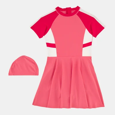 Sun and Sand Sports Kids' Swimming Dress with Cap
